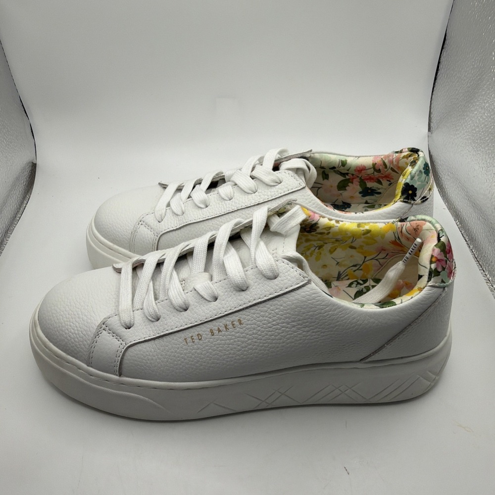 Ted Baker "Adison Floral" Women's Genuine Leather Platform Sneaker Size 7.5 New